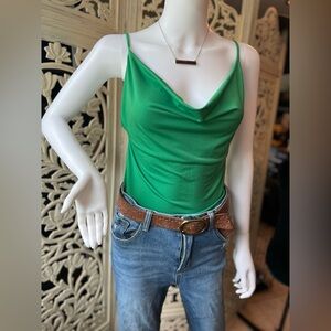 Green Women's Cowl Neck Top